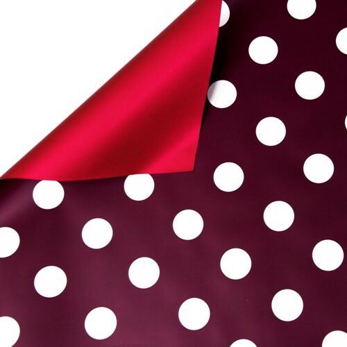 Dotted foil roll 58cm x 10m - Burgundy / White