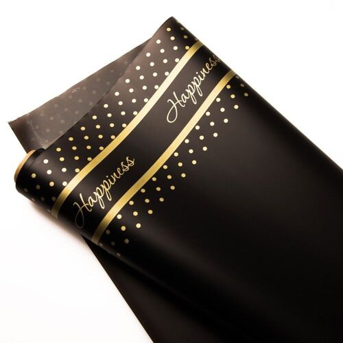 Happiness pattern foil roll 58cm x 10m - Black