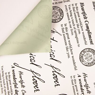 Rollo de papel de aluminio estampado con texto 58cm x 10m - Verde vintage