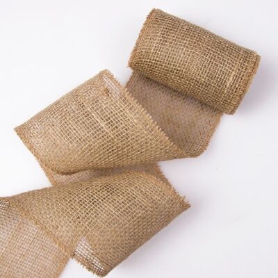 Rouleau de jute nature avec bord cousu 10cm x 5m