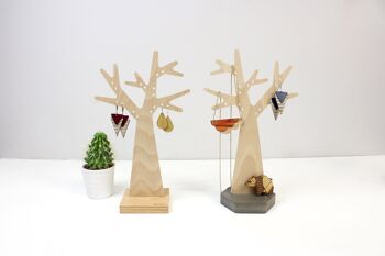 Kit l'Arbre à boucles d'oreilles - socle carré et hexagonal (made in France) en bois de Hêtre 1