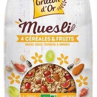 Muesli 4 cereales y frutas 500 gr