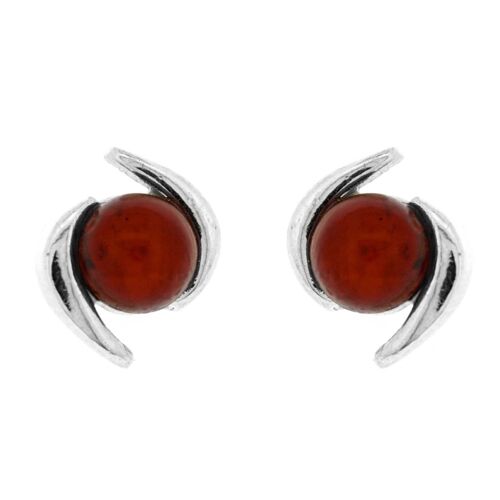 Cherry Amber Slither Twist Studs Earrings and Presentation Box