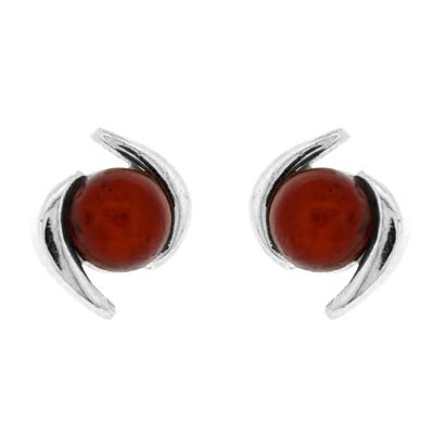 Cherry Amber Slither Twist Studs Earrings and Presentation Box