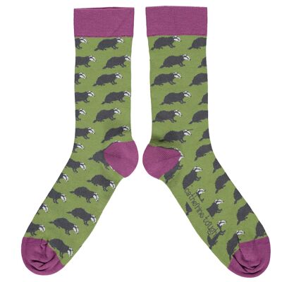 Men's Organic Cotton Crew Socks - badger green
