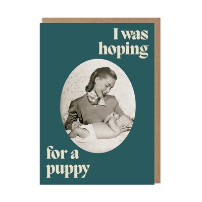 Hoffen auf eine Welpen-lustige neue Baby-Karte