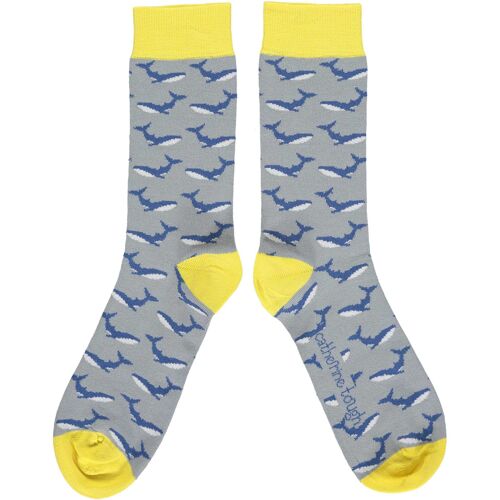Men's Organic Cotton Crew Socks - whales grey