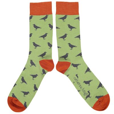 Men's Organic Cotton Crew Socks - crows green