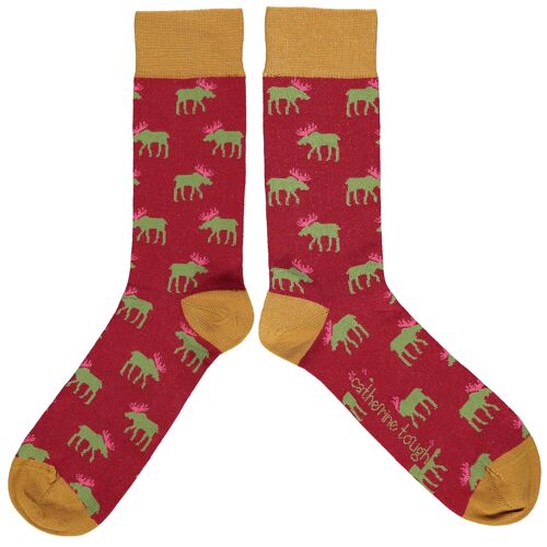 Men's Organic Cotton Crew Socks - moose red