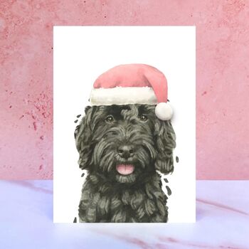 Carte de Noël pompon Cockapoo noir 1