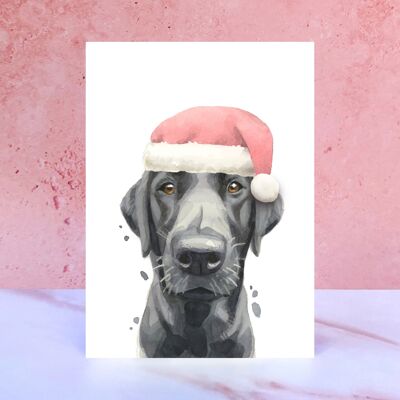 Schwarze Labrador-Pompon-Weihnachtskarte