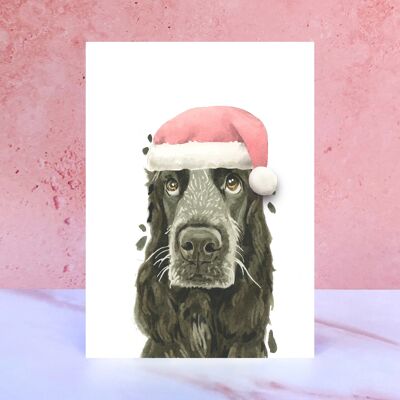 Cocker Spaniel Pompom Weihnachtskarte