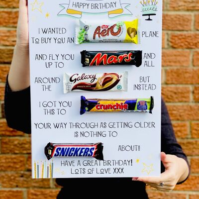 Tablero de mensajes de chocolate de feliz cumpleaños