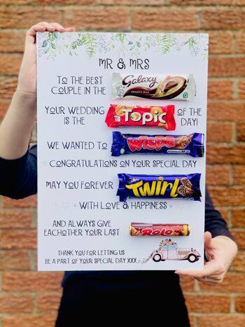 Mr & Mrs Wedding Chocolate Message Board 1
