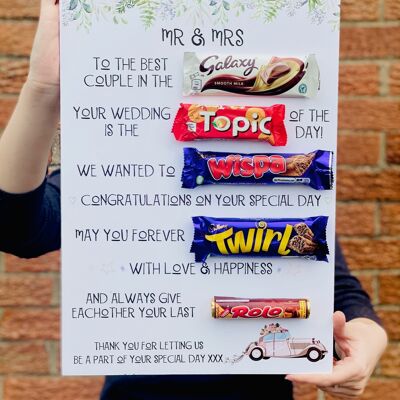 Tablero de mensajes de chocolate Mr & Mrs Wedding