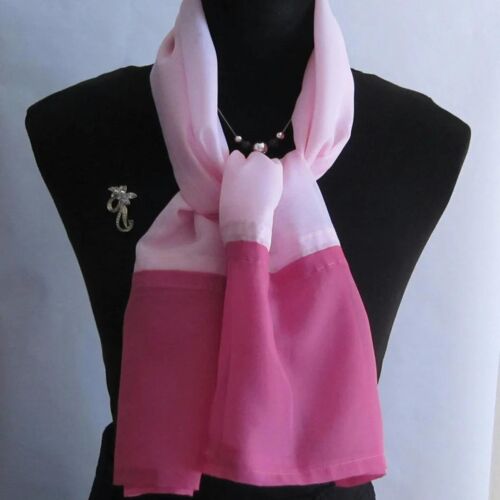 Light Pink And Cerise Colour Block Scarf