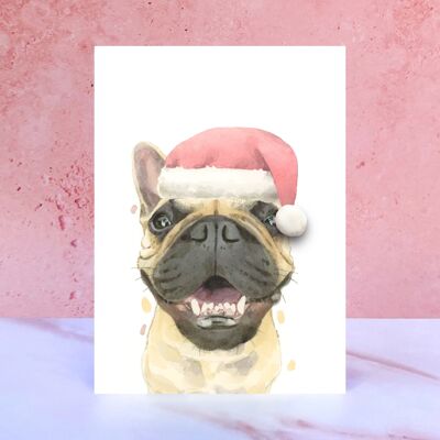 Carte de Noël Pompon Bouledogue Français