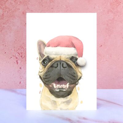 Französische Bulldogge Pompom Weihnachtskarte