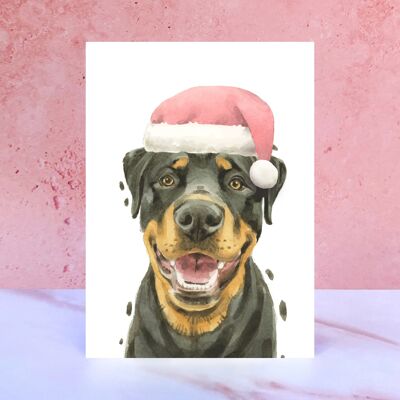 Tarjeta de Navidad Rottweiler Pompom