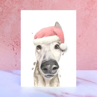 Windhund-Pompon-Weihnachtskarte