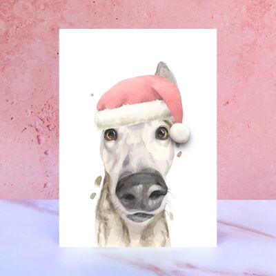 Greyhound Pompom Christmas Card