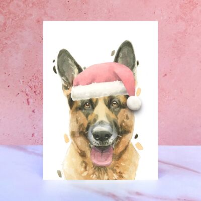 Deutscher Schäferhund Pompom Weihnachtskarte