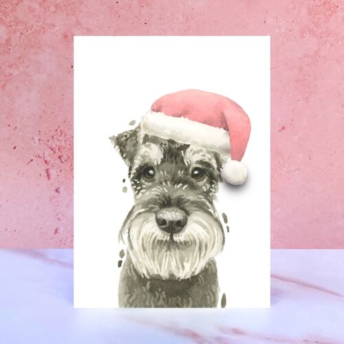 Schnauzer Pompom Christmas Card