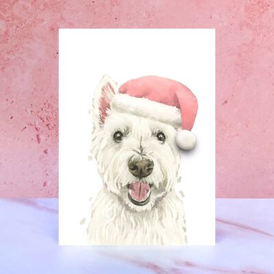 West Highland Terrier Westie Pompom Christmas Card