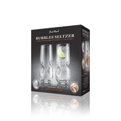 Final Touch Bubbles Seltzer - Juego de 2 vasos para bebidas burbujeantes