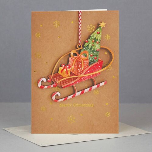 Wooden ornament Christmas Card-WHC057