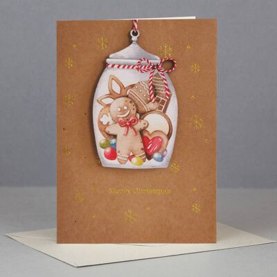 Wooden ornament Christmas Card-WHC057