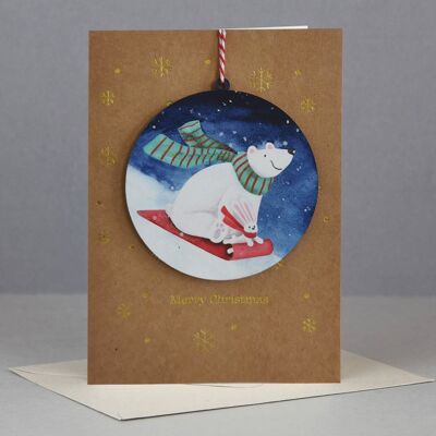 Wooden ornament Christmas Card-WHC066