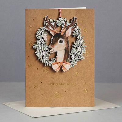 Wooden ornament Christmas Card-WHC044