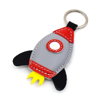 Red rocket handmade leather keychain