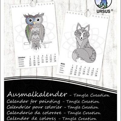 Calendario para colorear - Tangle Creation, DIN A4