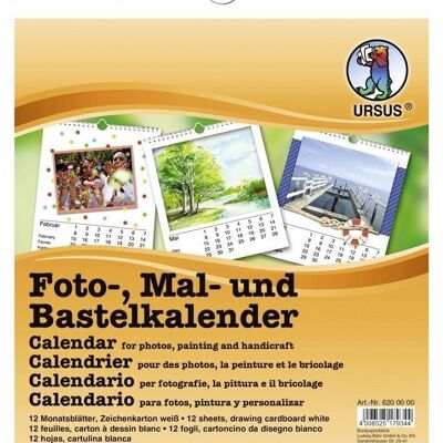 Foto-, Mal- und Bastelkalender, weiß, 21,5 x 24 cm