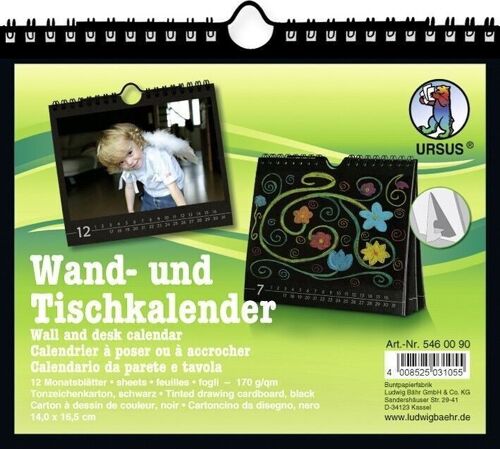 Wand- und Tischkalender, schwarz