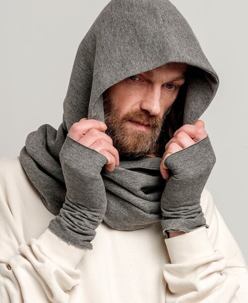 Hood with gloves Gray