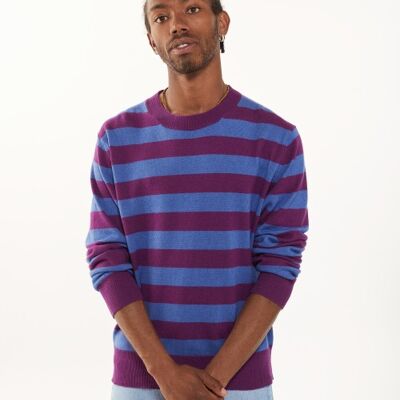 Recycled Cashmere & Cotton Striped Sweater, Magenta