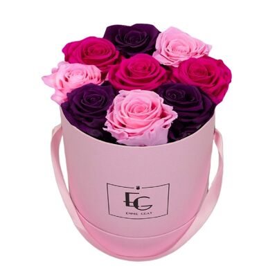Mix Infinito Rosebox | terciopelo ciruela, rosa nupcial y rosa fuerte | S