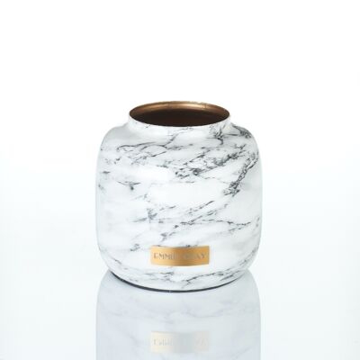 Vaso metallico in marmo premium | Marmo bianco metallizzato | S