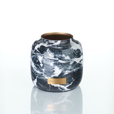 Vaso metallico in marmo premium | Marmo nero metallizzato | S