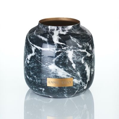 Vase métallique en marbre de qualité supérieure | Marbre noir métallisé | M