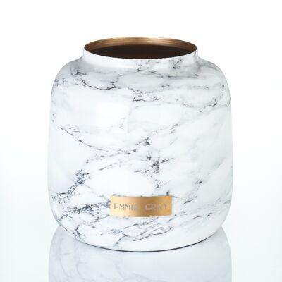 Vaso metallico in marmo premium | Marmo bianco metallizzato | l