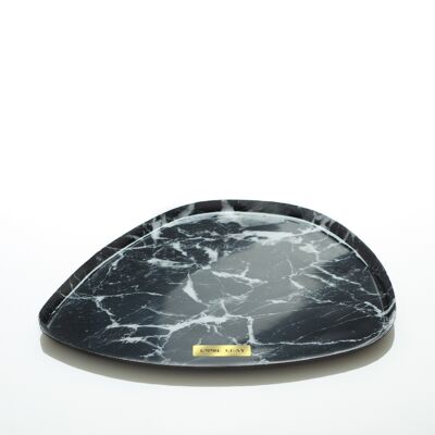 Vassoio metallico in marmo premium | Marmo nero metallizzato | l