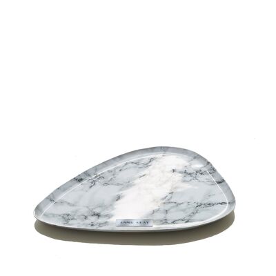 Vassoio metallico in marmo premium | Marmo bianco metallizzato | S