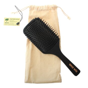 Grande brosse à cheveux en bois avec sac à brosse réutilisable 2