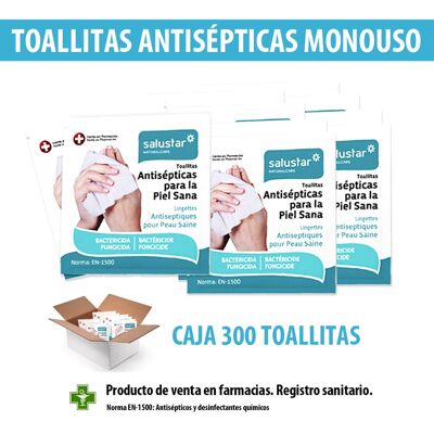 Caja 300 toallitas desinfectantes monouso bactericidas