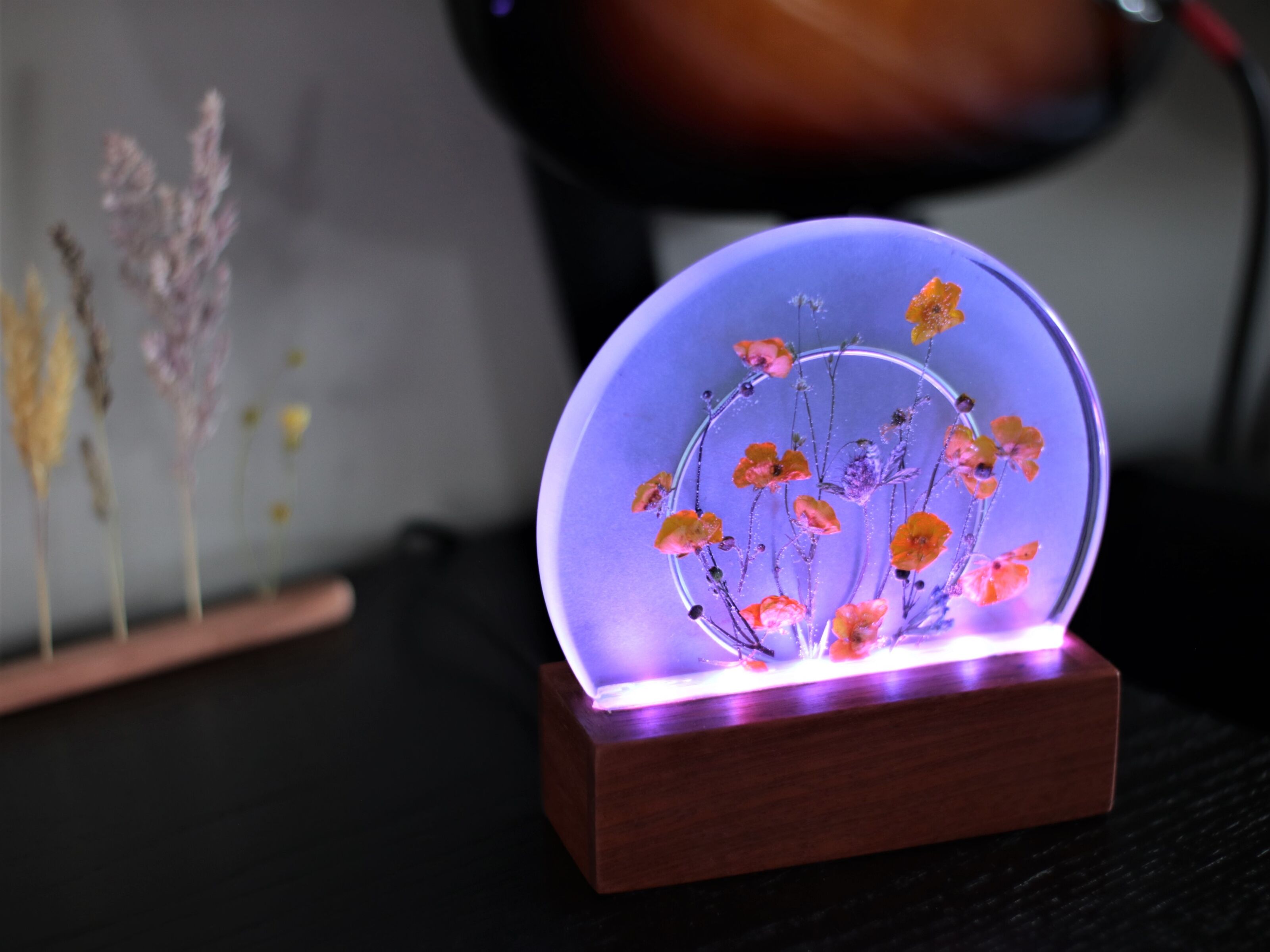 Resin Epoxy Wooden Night Lights, Unique Color Changing Wood Lamp