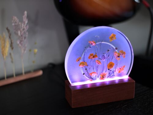 Epoxy Resin Lamp with Flower Bar